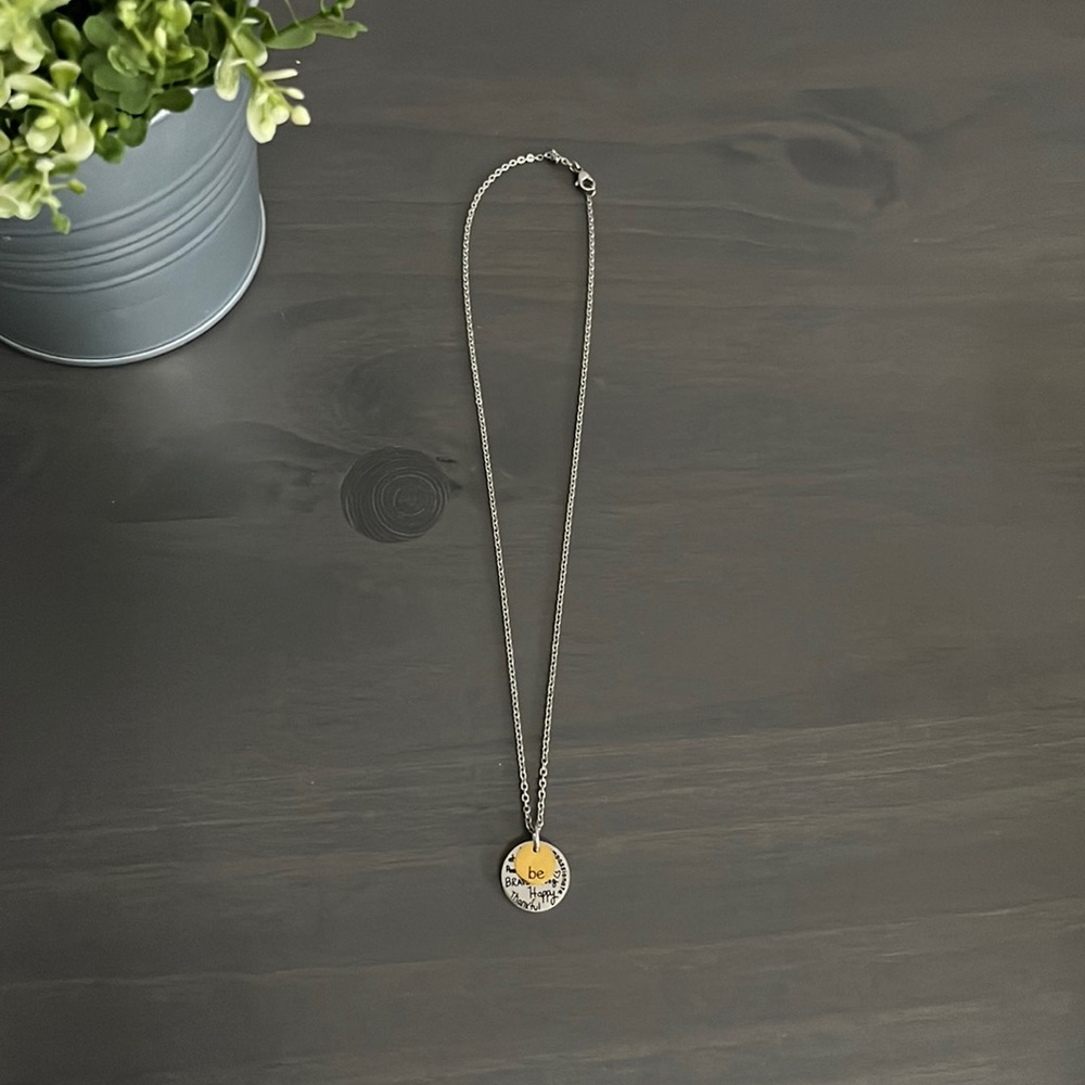 Stainless Steel Be Kind, Brave Happy, Thankful Necklace - Picture 2 of 6
